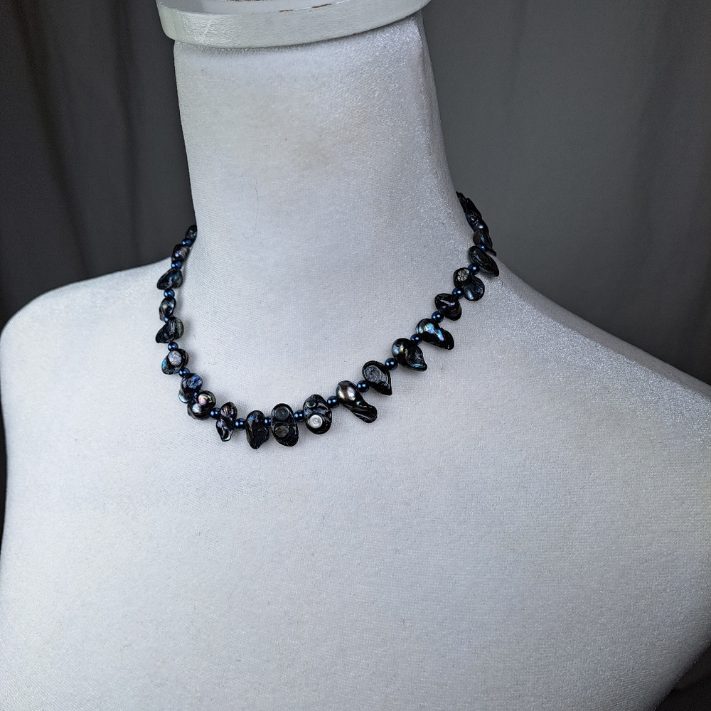 Elegant Black Pearl Necklace Fresh Water